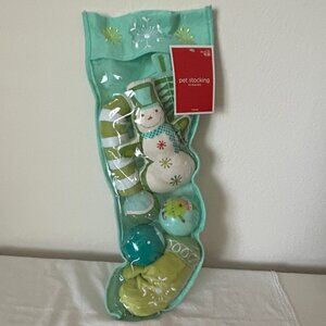 Large Light Green Felt and Plastic Dog Toy-Filled Christmas Stocking
